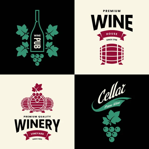Vetor Vinho Moderno Isolado Coleção Logotipo Para Taberna Restaurante Casa —  Vetores de Stock