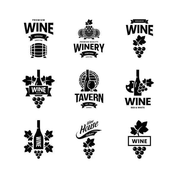 Nowoczesne Wektor Wino Białym Tle Logo Kolekcji Dla Tawerna Restauracja Wektor Stockowy