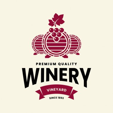 Modern şarap vektör logo işareti lokali, Restoran, ev, Dükkanı, deposu, kulüp ve açık renkli izole Bodrum için. Premium Kalite dedikodu logo illüstrasyon. Moda marka rozet tasarım şablonu.