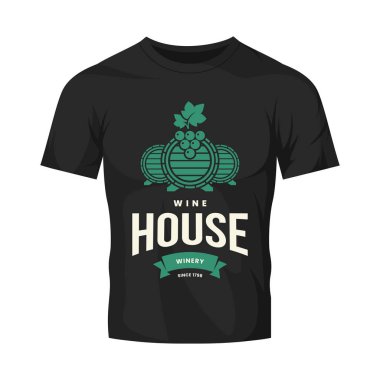 Modern şarap vektör logo işareti lokali, Restoran, ev, Dükkanı, deposu, kulüp ve siyah tişört sahte kadar izole Bodrum için. Premium Kalite dedikodu logo illüstrasyon. Moda rozet tasarım şablonu.