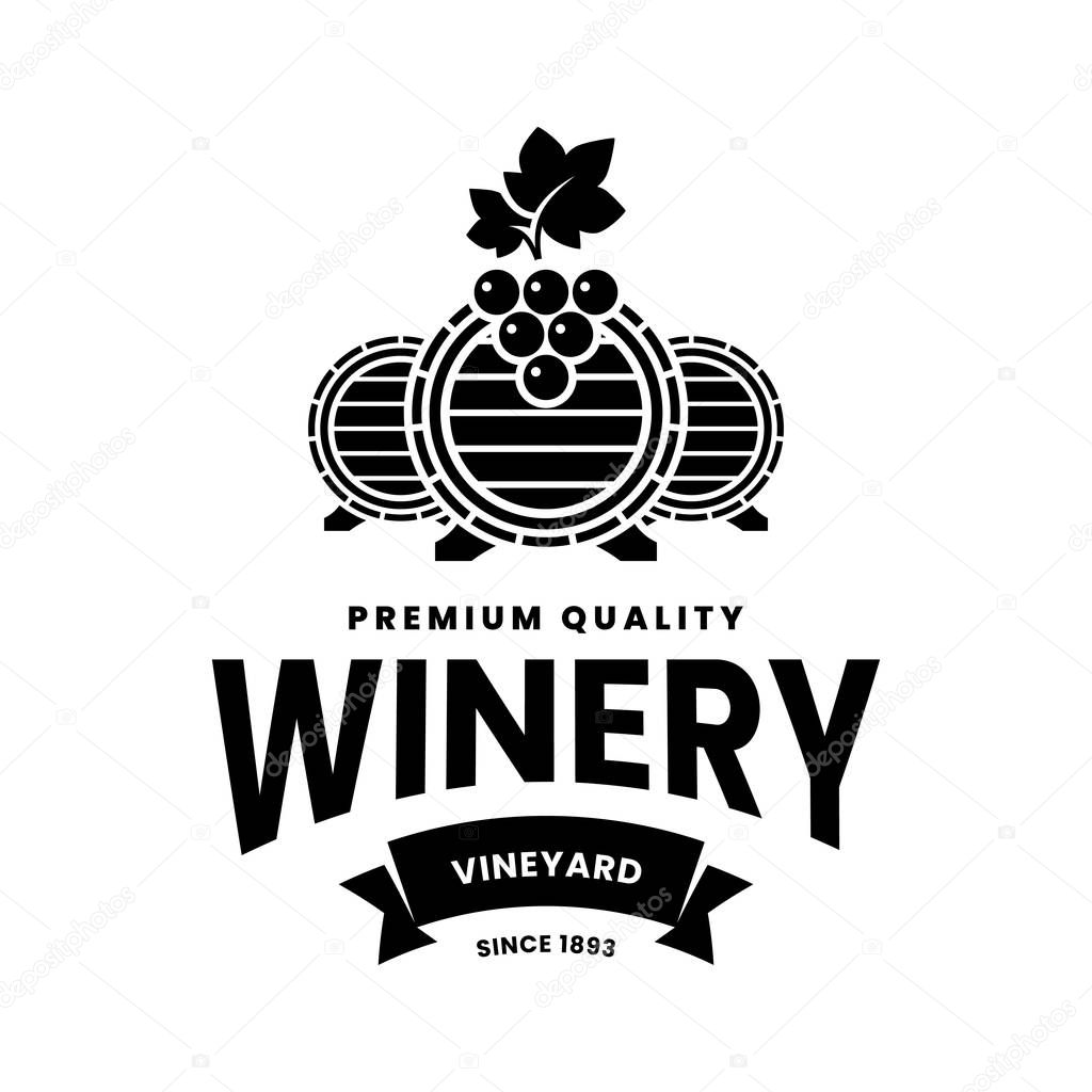 Modern wine vector logo sign for tavern, restaurant, house, shop, store, club and cellar isolated on white background.Premium quality vinery logotype illustration. Fashion brand badge design template.