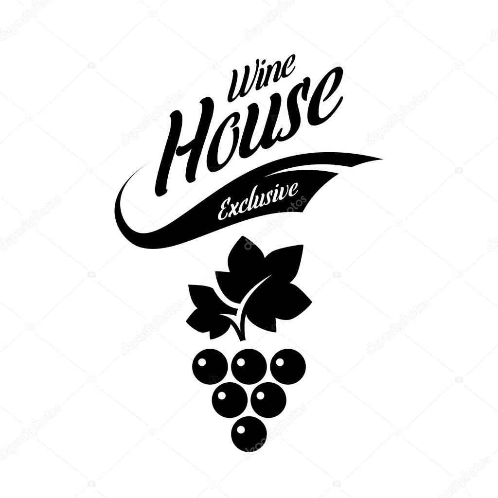 Modern wine vector logo sign for tavern, restaurant, house, shop, store, club and cellar isolated on white background.Premium quality vinery logotype illustration. Fashion brand badge design template.