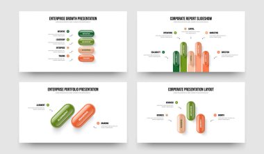 Enterprise Insight 4 5 2 3 Option Infographic Slide Design Set. Profesyonel Büyüme Dört Beş İki Üç Adım Çerçeve Düzeni Vektör Resimleme Koleksiyonu.
