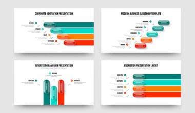 Piyasa Tanıtımı 4-5-3 Element Bilgi Sunumu Tasarım Vektörü İllüstrasyon Paketi. Satış Stratejisi 453 Adım Diyagramı Kaydırma Şablonu Koleksiyonu.