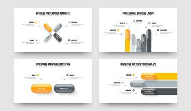 Satış Şovu 4523 Adım Slayt Gösterisi Tasarım Paketi. Profil 4-5-2-3 Seçenek Diyagramı Sunum Şablonu Vektör Resimleme Koleksiyonu.