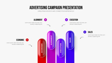 Finansal Insight 4 Seçenek Bilgi Kaydırma Tasarımı. Yatırımcı Brifingi Şablonu Vektör İllüstrasyonu. Ürün Performansı Dört Adım Diyagram Sunum Düzeni.