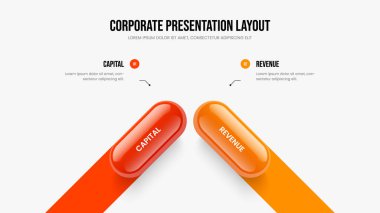 Servis Giriş 2 Element Bilgi Slayt Gösterisi Düzeni. Proje Analizi İki Adım Diyagram Kaydırma Tasarımı. İş Stratejisi Çerçeve Şablonu Vektör İllüstrasyonu.