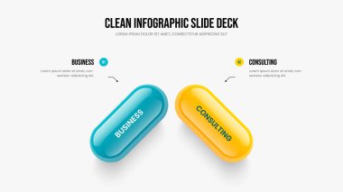 Atılgan Genel Görünüm 2 Seçenek Bilgi Kaydırağı Tasarımı. Görsel tahmin İki Adım Diyagram Şablonu. Dijital Geliştirme Slayt Gösterisi Vektör İllüstrasyonu.