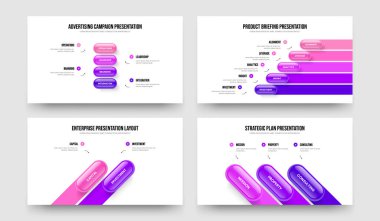 Şirket Stratejisi 4523 Basamak Diyagramı Sunum Düzeni Paketi. Finansal İçgörü Dört Beş İki Üç Seçenek Slayt Gösterisi Şablon Vektör İllüstrasyon Koleksiyonu.