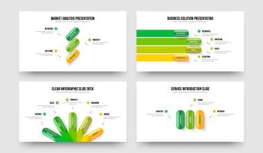 Profesyonel İnceleme 345 Element Bilgi Slayt Gösterisi Şablonu Koleksiyonu. Piyasa Tanıtımı Üç Dört Beş Adım Diyagram Sunum Düzeni Vektör Çizimi.