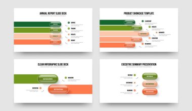 Şirket Genel Görünümü 4-5-2-3 Element Diyagramı Şablon Vektör Resimleri Paketi. Proje Geliştirme 4523 Adım Bilgilendirme Sunum Tasarımı.