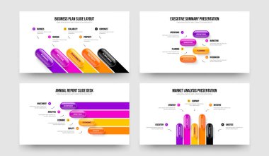 Modern Showcase Five Four Step Infographic Frame Mimarlık Vektör Resimleri Koleksiyonu. İş Profili 5 4 Element Diyagramı Slayt Tasarımı Ayarları.