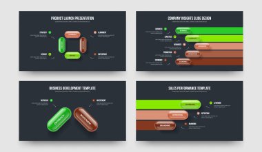 Hizmet Gözden Geçirme 4-5-2-3 Seçenek Slayt Düzeni Vektör İllüzyonu Ayarlandı. Finansal Giriş 4523 Adım Slayt Şablonu Koleksiyonu.