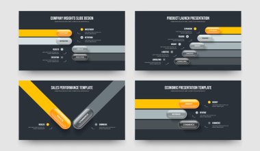Modern İcat 4523 Opsiyon Diyagram Şablon Paketi. Şirket Geliştirme 4-5-2-3 Basamaklı Slayt Gösterisi Slayt Tasarım Vektörü Çizimi.