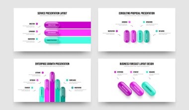 Danışmanlık Planlama Üç Dört Beş Eleman Diyagramı Sunum Düzeni Vektör İllüstrasyon Kümesi. Finansal İçgörü 345 Adım Bilgi Çerçeve Tasarımı Paketi.