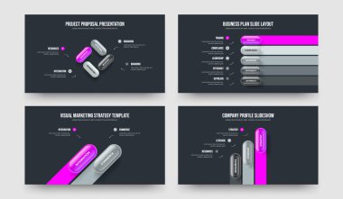 Kurumsal Giriş 4523 Seçenek Şablon Paketi. Piyasa Gözden Geçirmesi Dört Beş İki Üç Adım Bilgi Slaytı Slayt Gösterisi Vektör Çizimi.