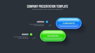 Business Innovation 2 Element Diyagram Kaydırma Tasarımı. Reklam Profili Sunum Düzeni Vektör İllüstrasyonu. Yaratıcı Giriş İki Adım Bilgi Çerçevesi Şablonu.