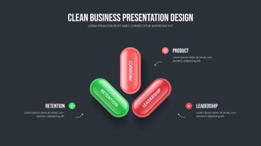 Atılgan üç adım bilgi kaydırma düzenini başlatın. Finansal Görselleştirme 3 Seçenek Diyagram Çerçeve Tasarımı. Kurumsal Gösteri Slayt Gösterisi Şablon Vektörü İllüstrasyonu.