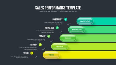 Strateji Kaydırağı Tasarım Vektörü İllüstrasyonu. Yatırımcı Fırlatma 5 Adım Diyagram Sunum Planı. Yaratıcı Giriş Beş Seçenek Bilgisel Çerçeve Şablonu.