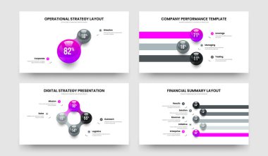 Servis Planlama İki Üç Dört Beş Seçenek Çizelgesi Sunum Düzeni Vektör İllüstrasyon Koleksiyonu. İş Performansı 2345 Adım Diyagram Kaydırma Şablonu Paketi.