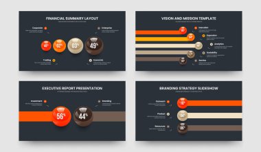 Hizmet Performansı 4-5-2-3 Element Bilgi Sunumu Şablon Vektör İllüstrasyon Koleksiyonu. Minimalist İnovasyon 4523 Adım Diyagram Slayt Gösterisi Düzenleme Paketi.