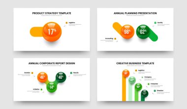 Bilim Tahminleri Bir İki Üç Dört Adım Diyagram Sunum Düzeni Vektör İllüstrasyon Koleksiyonu. Tıbbi Profil 1234 Element Grafik Şablonu Paketi.