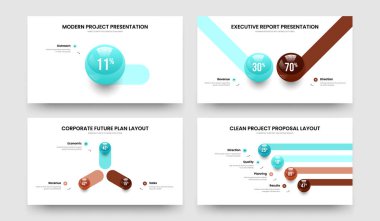 Basit Performans 1234 Element Infographic Slayt Gösterisi Tasarımı. Tıbbi Gösterge 1-2-3-4 Adım Grafik Şablonu Vektör Resimleme Koleksiyonu.