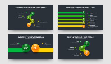 Eğitimsel Görselleştirme 4523 Seçenek Bilgi Kaydırma Şablonu Paketi. Enterprise Showcase 4-5-2-3 Element Diyagram Slayt Gösterisi Tasarım Vektörü Resimleri Koleksiyonu.