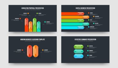 Proje Görselleştirme 4523 Element Diyagramı Sunum Tasarımı Seti. Modern Rapor Dört Beş İki Üç Adım Bilgi Kaydırma Şablonu Vektör Resimleme Koleksiyonu.