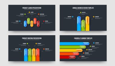 Reklam Tahmini 534 Element Diyagram Sunum Tasarımı Koleksiyonu. Şirket Analizi Beş Üç Dört Adım Bilgi Kaydırma Düzeni Vektör Resimleme Paketi.