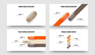 Modern Insight 1-2-3-4 Element Diyagram Şablon Vektör Çizimi. Proje Genel Görünümü 1234 Seçenek Slayt Düzeni Koleksiyonu.