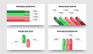 Dijital Rapor 4523 Element Diyagramı Slayt Şablonu Paketi. Görselleştirme 4-5-2-3 Seçenek Bilgilendirme Çerçeve Düzeni Vektör İllüstrasyonu.