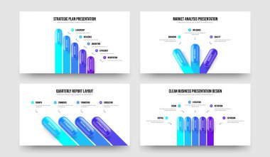 Hizmet Büyümesi Beş Üç Dört Adım Diyagram Sunum Düzeni Vektör İllüstrasyon Paketi. Proje Genel Görünümü 534 Element Bilgi Kaydırma Şablonu Ayarla.