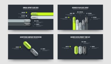 Modern Genel Bakış 4523 Basamaklı Tanıtım Şablonu Paketi. Profesyonel Rapor 4-5-2-3 Element Diyagramı Çerçeve Tasarım Vektörü İllüstrasyonu.