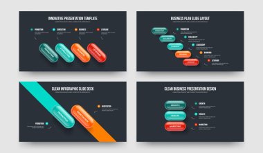 Ürün Stratejisi Dört Beş İki Üç Adım Diyagramı Sunum Şablonu Vektör Çizimi. Pazarlama Geliştirme 4523 Element Bilgi Çerçeve Düzeni Koleksiyonu.