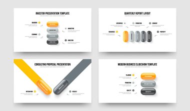 Servis İçgörü 4-5-2-3 Basamaklı Diyagram Sunum Düzeni Vektör Çizimi. Ürün Genel Görünümü 4523 Seçenek Slayt Gösterisi Tasarım Koleksiyonu.