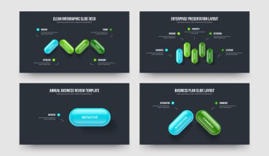 Reklam Çözümü 4-5-1-2 Element Diyagramı Sunum Şablonu Vektör İllüzyon Kümesi. Yatırımcı Raporu 4512 Adım Bilgi Kaydırma Yerleşimi Koleksiyonu.