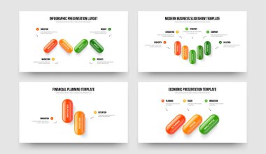 Yatırımcı İnovasyonu 4523 Option Infographic Slayt Gösterisi Tasarım Koleksiyonu. Finansal Gösterge Dört Beş İki Üç Adım Çerçeve Düzenleme Vektör İllüstrasyonu.