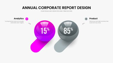 Basit Giriş 2 Element Grafik Şablonu. Minimalist Slayt Tasarım Vektörü İllüstrasyonu. Servis Brifingi İki Adım Diyagramı Sunum Düzeni.