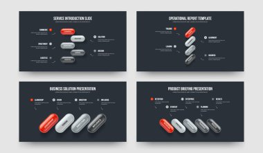 Profesyonel Performans Beş Dört Adım Bilgi Çerçeve Düzeni Vektör İllüstrasyon Seti. Şirket Planlama 54 Element Diyagramı Slayt Tasarımı Koleksiyonu.