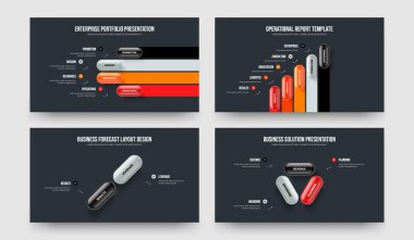 Ürün Kampanyası 4-5-2-3 Seçenek Bilgi Kaydırma Şablonu Vektör Resimleri Paketi. Danışmanlık Fırlatma 4523 Adım Diyagram Slayt Gösterisi Tasarım Koleksiyonu.
