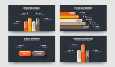Görsel Planlama 4523 Basamaklı Bilgi Çerçeve Şablonu Paketi. Profesyonel Rapor Dört Beş İki Üç Seçenek Diyagramı Sunum Düzeni Vektör İllüstrasyon Koleksiyonu.