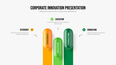 İş Gözden Geçirme Şablonu Vektör İllüstrasyonu. Şirket Görselleştirme Üç Seçenek Diyagram Kaydırma Düzeni. Danışmanlık Geliştirme 3 Element Bilgi Sunumu Tasarımı.