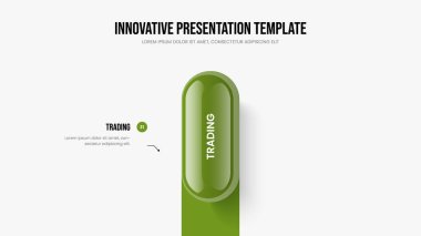 Görsel Gösteri Sunumu Tasarım Vektörü İllüstrasyonu. Satış Planlama 1 Adım Diyagram Şablonu. Yatırımcı Büyüme Bir Element Bilgisel Slayt Gösterisi Yerleşimi.
