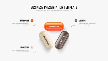 Finansal Teklif Üç Adım Bilgi Slayt Gösterisi Şablonu. Görsel Büyüme Çerçeve Tasarım Vektörü İllüstrasyonu. İş Brifingi 3 Element Diyagramı Kaydırma Düzeni.