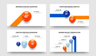 Finansal İnovasyon 1234 Adım Diyagram Slayt Gösterisi Yerleşimi Koleksiyonu. Dijital Genel Görünüm 1, 2, 3, 4 Element Grafikleri Sunum Şablonu Vektör İllüzyonu Ayarları.