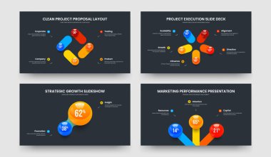 Basit Planlama 4523 Seçenek Çizelgesi Kaydırma Yerleşimi Koleksiyonu. Temiz Teklif 4-5-2-3 Element Diyagram Slayt Gösterisi Tasarım Vektörü Çizimi.