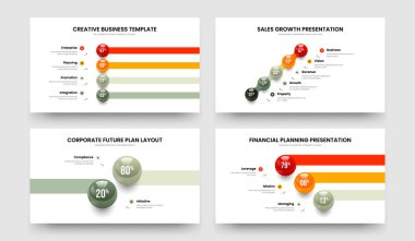 Zarif Planlama 4523 Element Infographic Slayt Gösterisi Düzeni. Şirket Portföyü 4-5-2-3 Seçenek Diyagramı Sunum Tasarım Vektör İllüstrasyon Koleksiyonu.