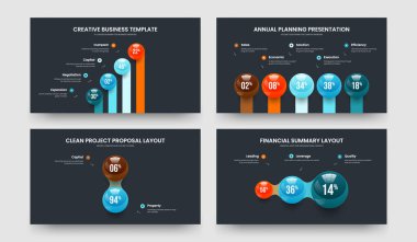 Modern Kampanya 4523 Adım Diyagram Kaydırağı Tasarım Koleksiyonu. Danışmanlık Raporu 4-5-2-3 Seçenek Grafik Sunumu Şablon Resimleri Paketi.