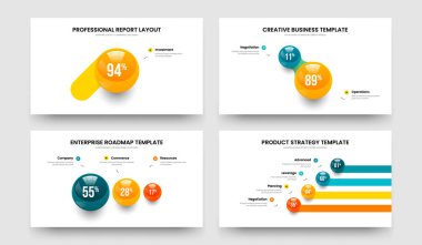 Modern Genel Bakış 1-2-3-4 Seçenek Bilgi Sunumu Tasarım Vektörü İllüstrasyon Paketi. Piyasa Görüşü 123 4 Element Grafik Slayt Gösterisi Şablonu Koleksiyonu.